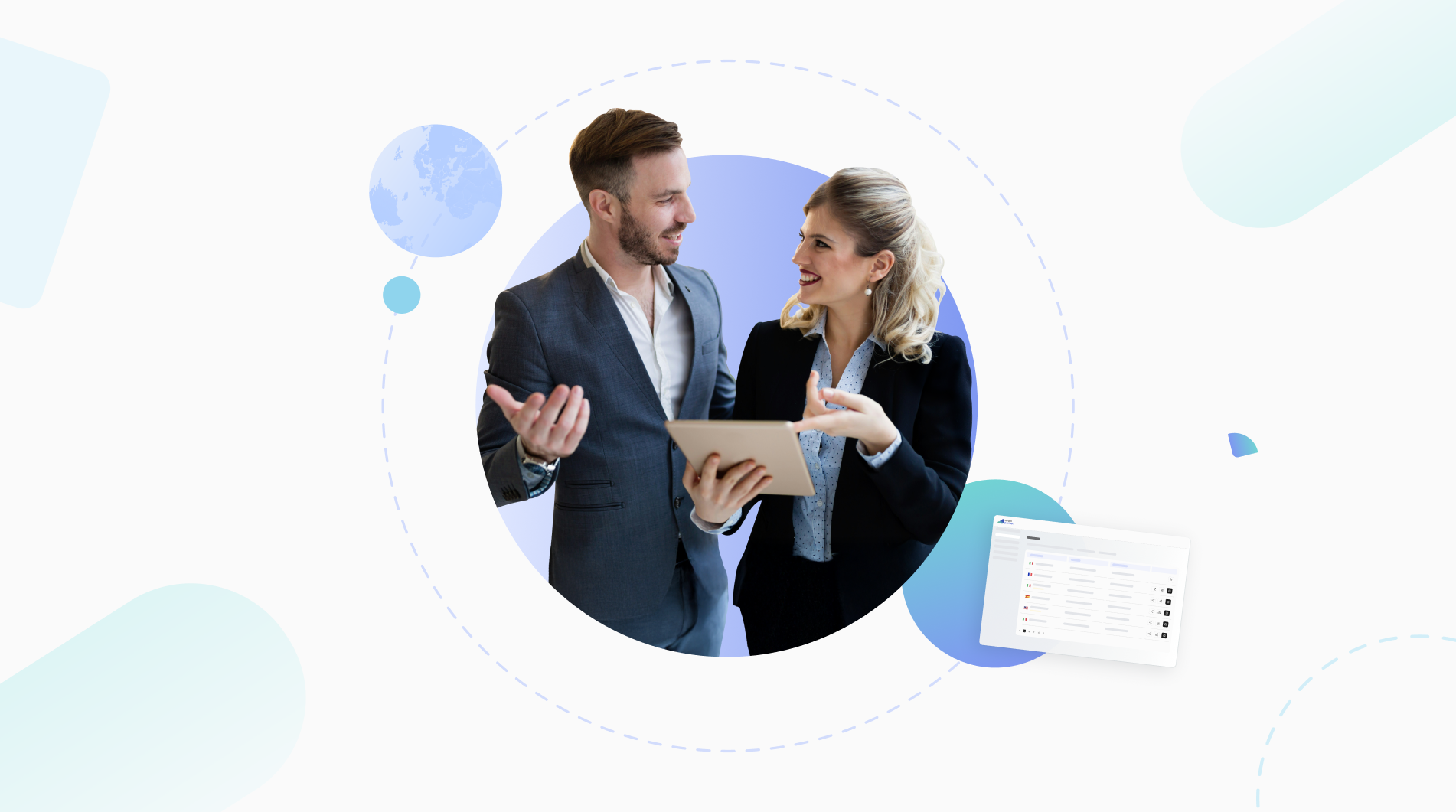 two people looking at tablet together