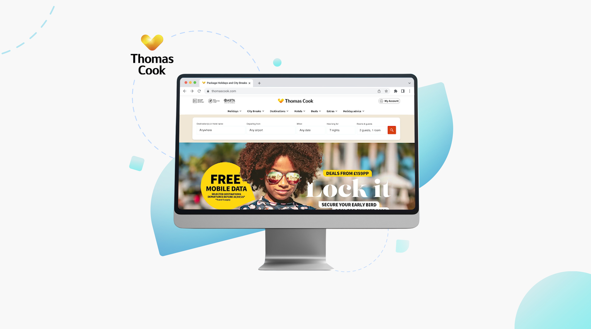 Thomas cook website on a desktop screen